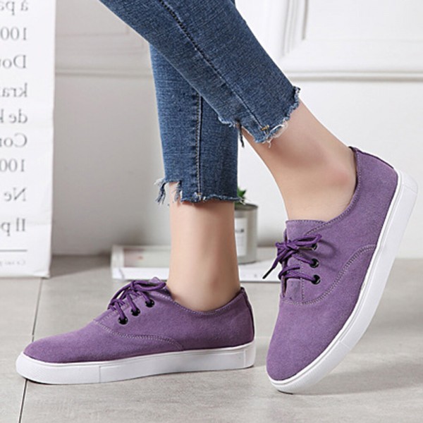 Women Solid Color Suede Comfy Wearable Casual Flat Shoes 