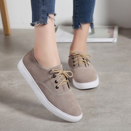 Women Solid Color Suede Comfy Wearable Casual Flat Shoes