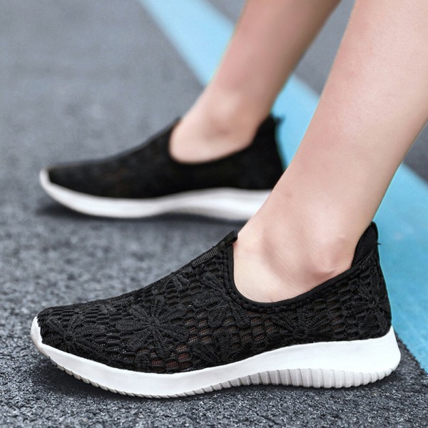 Women Casual Knitted Slip On Walking Flat Sneakers 