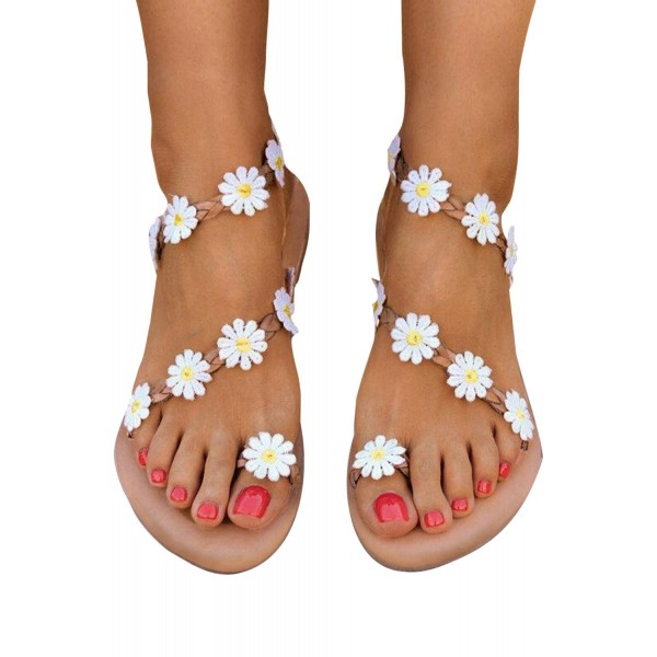 White Casual Tropical Floral Flip Flop Sandals 