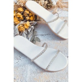 Rhinestone Straps Open Toe Flat Sandals