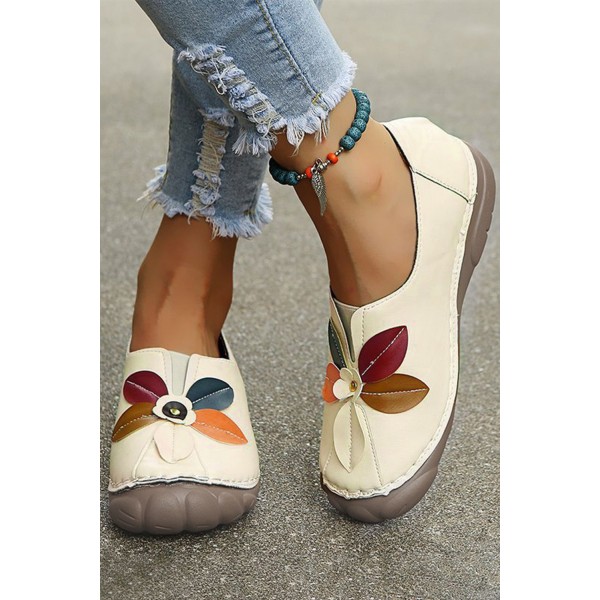 Beige Vintage Colorblock Western Print Graphic Flat Shoes