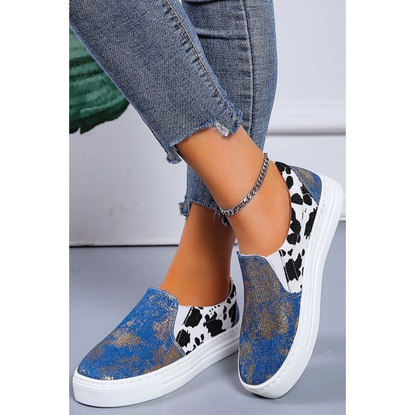 Sky Blue EMERY Cow Spot Colorblock Slip On Shoes