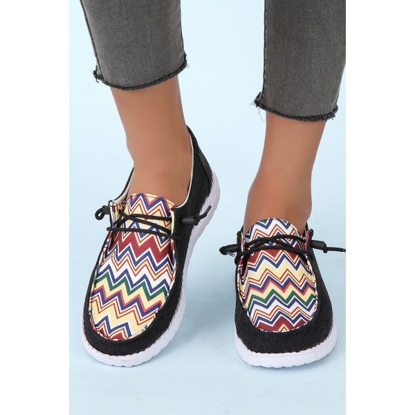 Multicolor Chevron Print Lace-up Front Casual Shoes