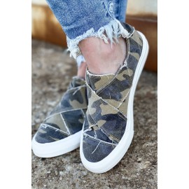 Cross Straps Camo Flat Canvas Sneakers