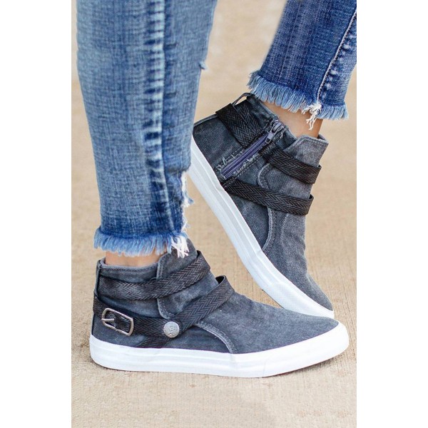 Grey Hipster High-top Canvas Sneakers